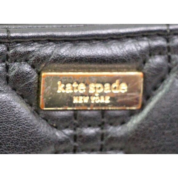 kate spade NY STITCHED BLACK REAL LEATHER CHAIN SHOULDER BAG XBODY HANDBAG PURSE - Picture 3 of 16
